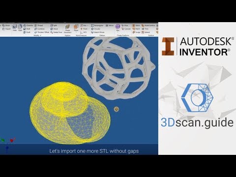 Inventor, video 1. Import and conversion of 3D scan data. 3D scan processing.