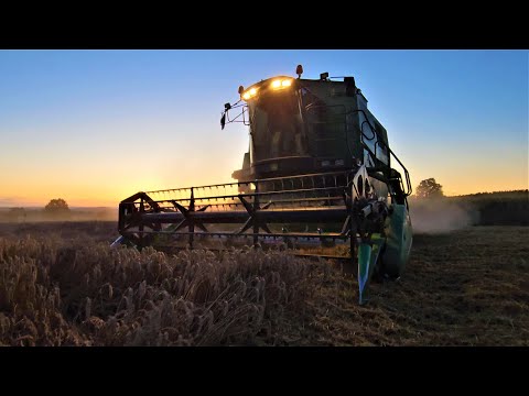John Deere 1450 WTS im Sonnenuntergang beim Weizen dreschen!