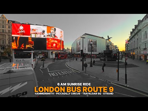London Bus Ride at Dawn | Upper Deck POV on Bus 9 from Hammersmith to Aldwych, Central London Sights