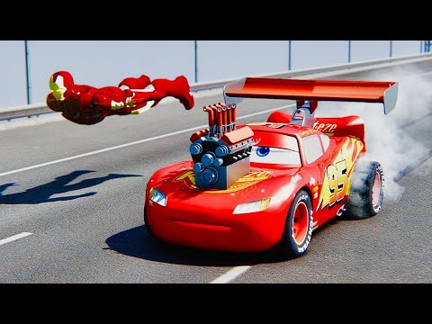 Lightning McQueen Dragster Edition vs Iron Man at Drag Race 20 KM