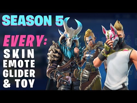 Fortnite SEASON 5: ALL Outfits, Dances, Gliders, Toys, Contrails & More!