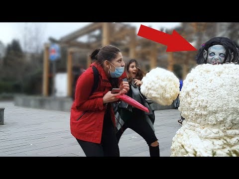 SCARY SNOWMAN PRANK #2 2019 - Hidden Camera Practical Joke - BUSHMAN PRANK