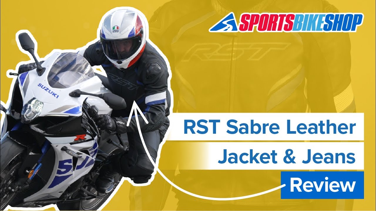 RST Sabre CE Leather Jacket - Black / White / Blue Video