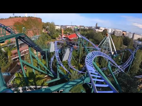 Salama AWESOME Spinning Roller Coaster 4K POV! | Linnanmäki Finland [No Copyright]