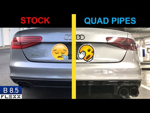 My Audi A4 from 1 TIP to QUAD TIP Exhaust - Sounds AWESOME!