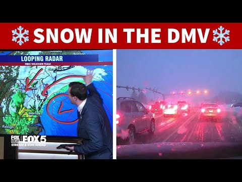 Snow falling in the DMV, school delays announced for Monday morning