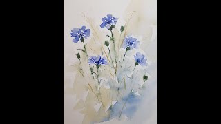 Paint Beautiful Blue Wildflowers With Just 3 Colors!