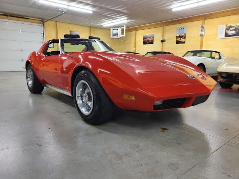 1973 Red Corvette 454 Big Block Black Interior For Sale Video
