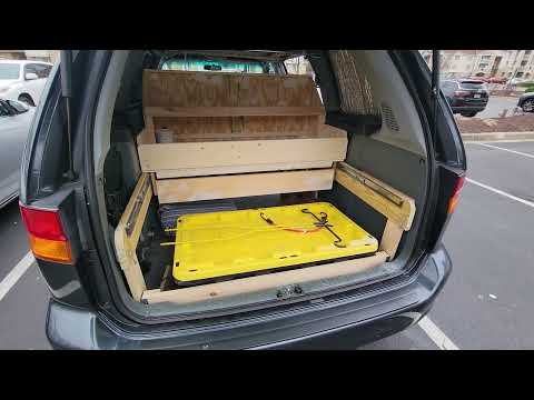 Simple Minivan/RV  Conversion space saving reversible sliding drawers pull out kitchen must have