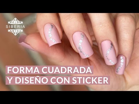 Manicura con sticker art Guide | forma cuadrada perfecta en uñas con extensión