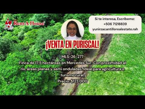 Venta Puriscal Finca de 17.5 Hectáreas con Río en Mercedes Sur