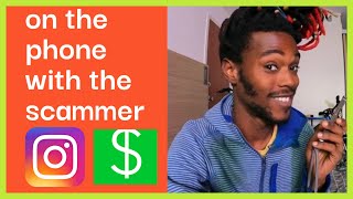Trying to scam me using CASH app and Instagram (On the phone with the scammer)