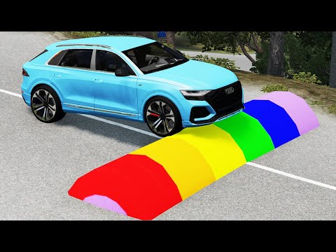 Cars vs Rainbow Speed Bump - BeamNG.Drive | BeamNG Imperia