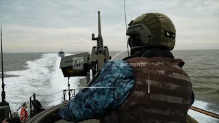 Ukrainian military boats patrol the Black Sea coastline