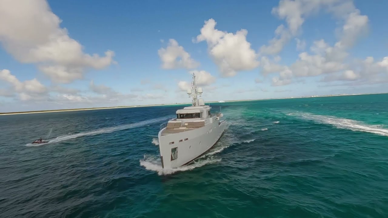Indoor FPV drone flying through a luxury yacht interior in one continuous shot