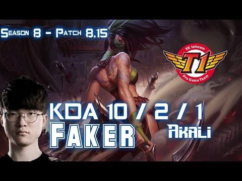 SKT T1 Faker AKALI REWORK vs YASUO Mid - Patch 8.15 KR Ranked