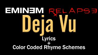 Eminem - Deja Vu - [Lyric Video & Colored Rhyme Scheme]