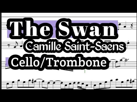 The Swan Cello or Trombone Sheet Music Backing Track Play Along Partitura