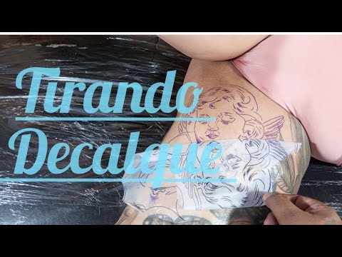 Tirando Decalque para tatuagem de um anjinho Leo Colin Colin Tattoo