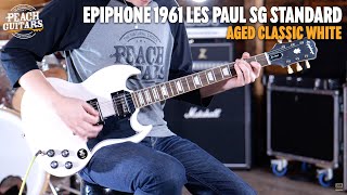 Video thumbnail for No Talking...Just Tones | Epiphone 1961 Les Paul SG Standard Aged Classic White by Peach Guitars