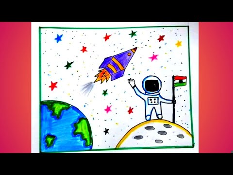National Moon Drawing easy//Chandra dina Poster drawing 2021//National Moon day Chart.