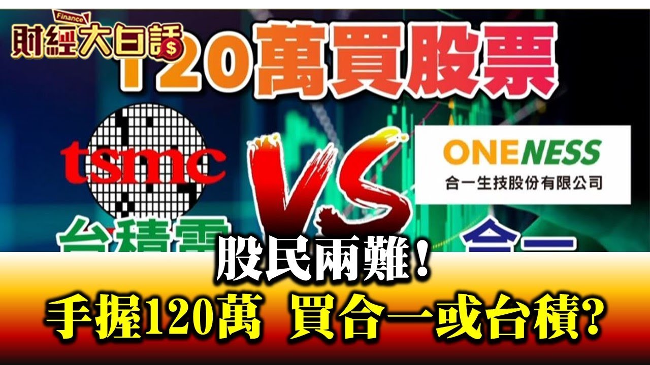 網議120萬買台積or合一? 選玩咖選女友? 財經專家:小孩子才做選擇!兩個都要