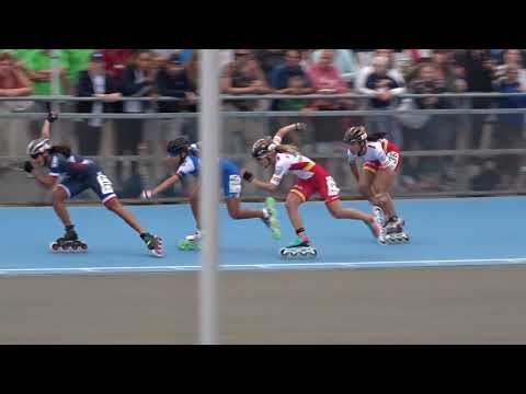 500m 1/2 final jun ladies 2 restart (European Championships Inline Skating 2018)