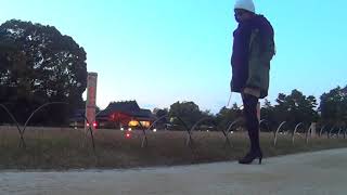 女装して日本三大庭園　岡山後楽園に行きました