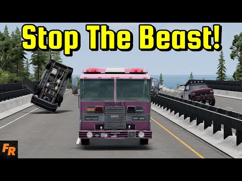 Stop The Beast! - Fire Engine Destroys All - BeamNG Drive