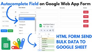Autocomplete Field on Google Web App | Data Entry using Google HTML Form | R48