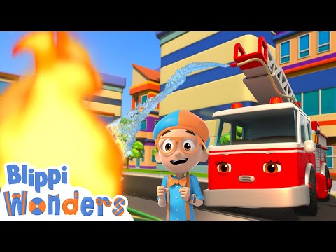Blippi Explores A Firetruck | Blippi Wonders Magic Stories and Adventures for Kids | Moonbug Kids