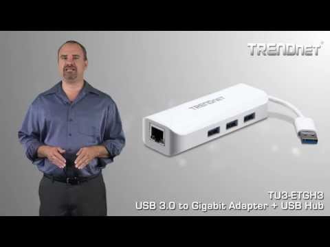 HUB USB TRENDnet 1x RJ-45 + 3x USB-A 3.0 (TU3-ETGH3) video