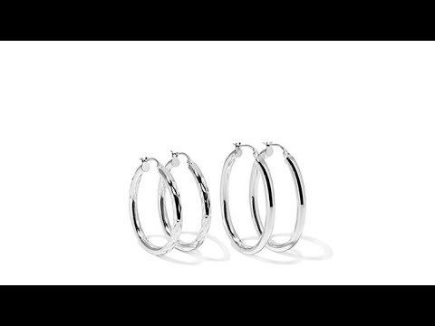 Sevilla Silver DiamondCut   Polished Hoop Earring Set
