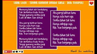 Download lagu LIRIK LAGU 'Tinggi Gunung Seribu Janji' - Bob Tutupoli mp3