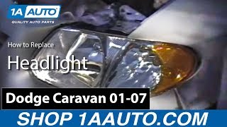 preview picture of video 'How To Install Replace Headlight Dodge Caravan Chrysler Town and Country Voyager 01-07 - 1AAuto.com'