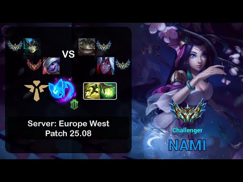 Nami Support + Tristana vs Tahm Kench + Varus - EUW Challenger - Patch 25.08