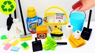 How to Make 100% Real Working Miniature Cleaning Supplies  - 10 Easy DIY Miniature Doll Crafts