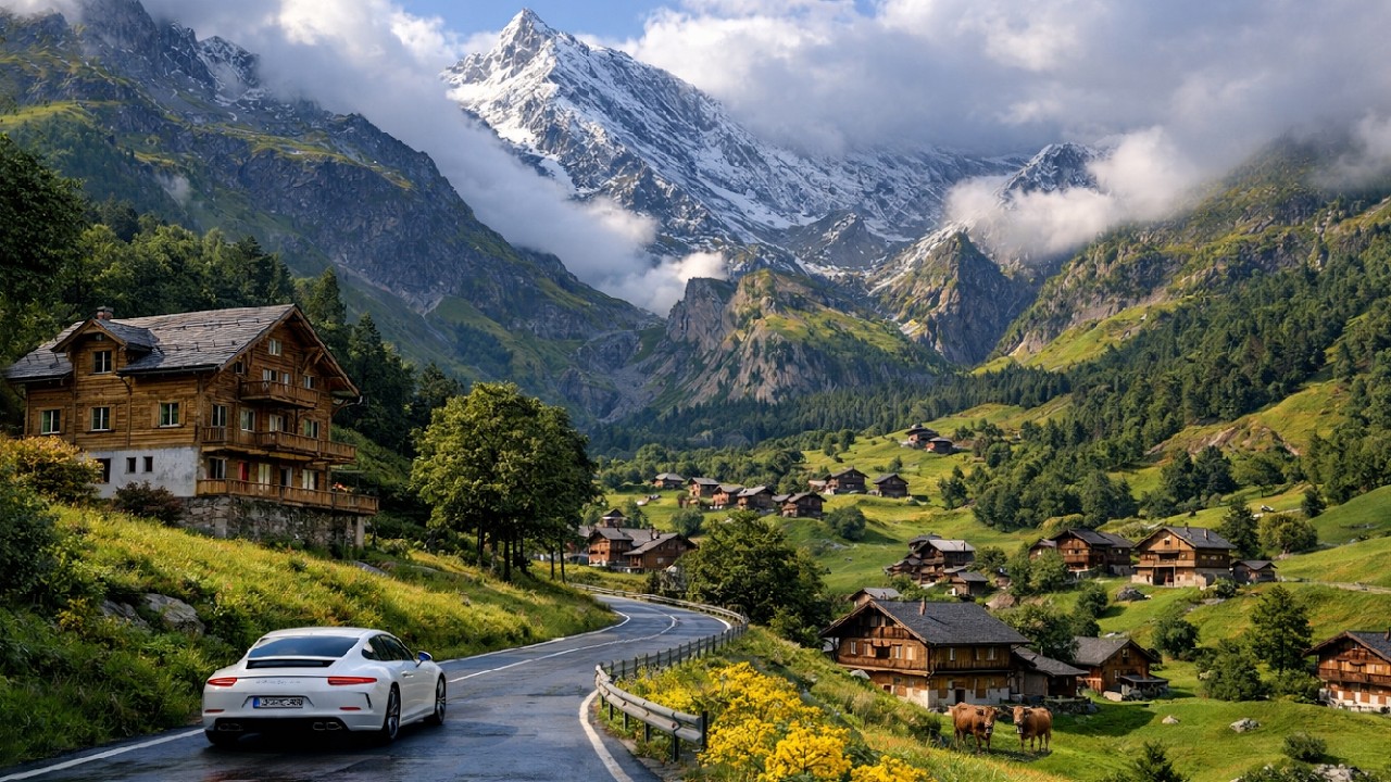 Driving in the Swiss Alps | Low Clouds, Storybook Villages & Crystal Rivers