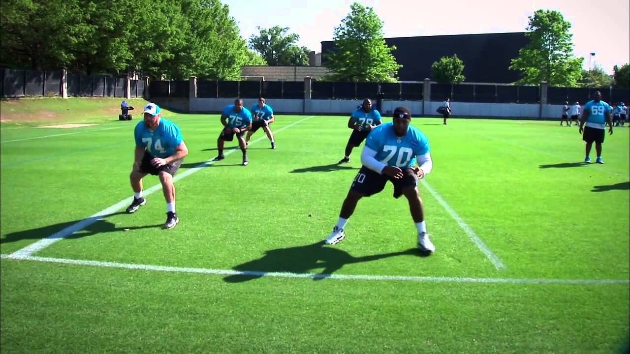 Carolina Panthers Kick slide and react drill: Offensive line