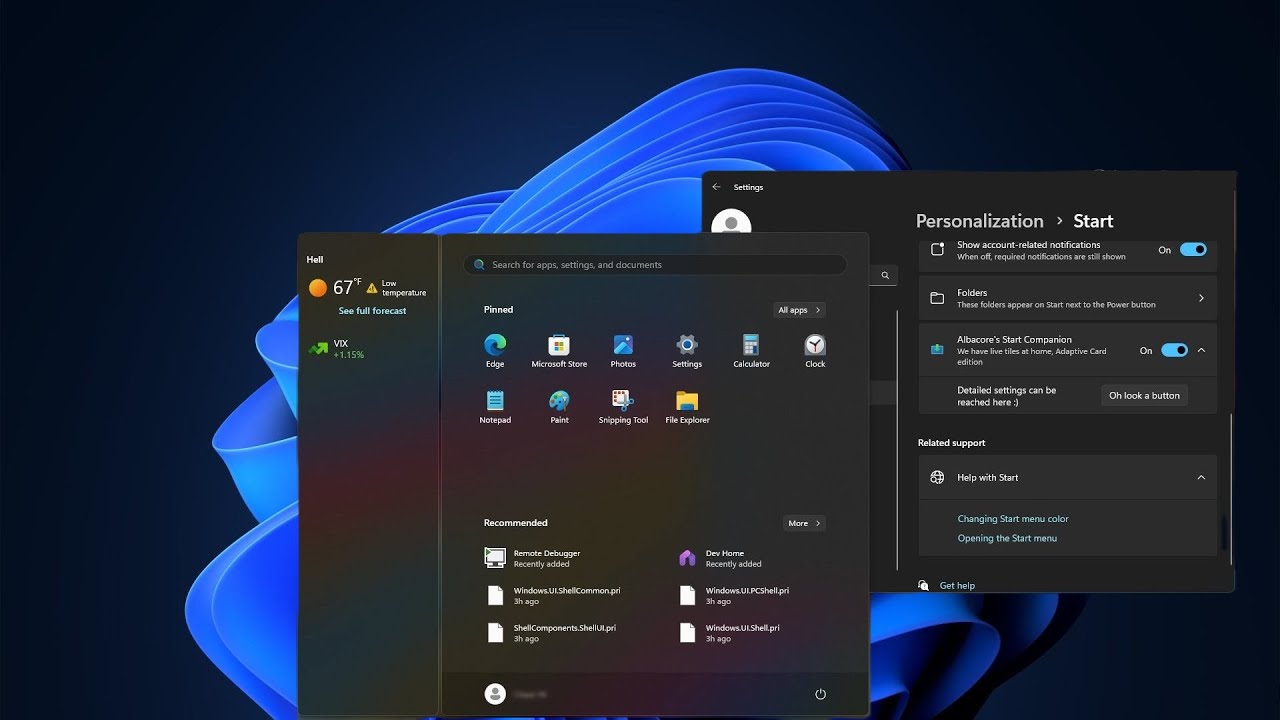 Start Menu Widgets (Companions) could Finally be available in Windows 11 24H2
