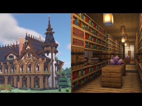 Internal Decoration in a Fantasy Small Library - Minecraft Build Process