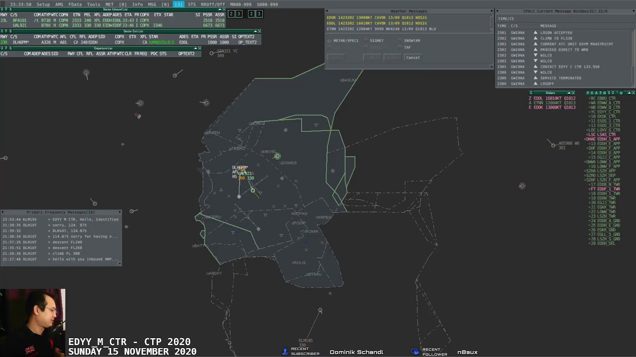 2020-11-14 | VATSIM Germany Air Traffic Control | Cross the Pond 2020 | Maastricht Radar (Germany)
