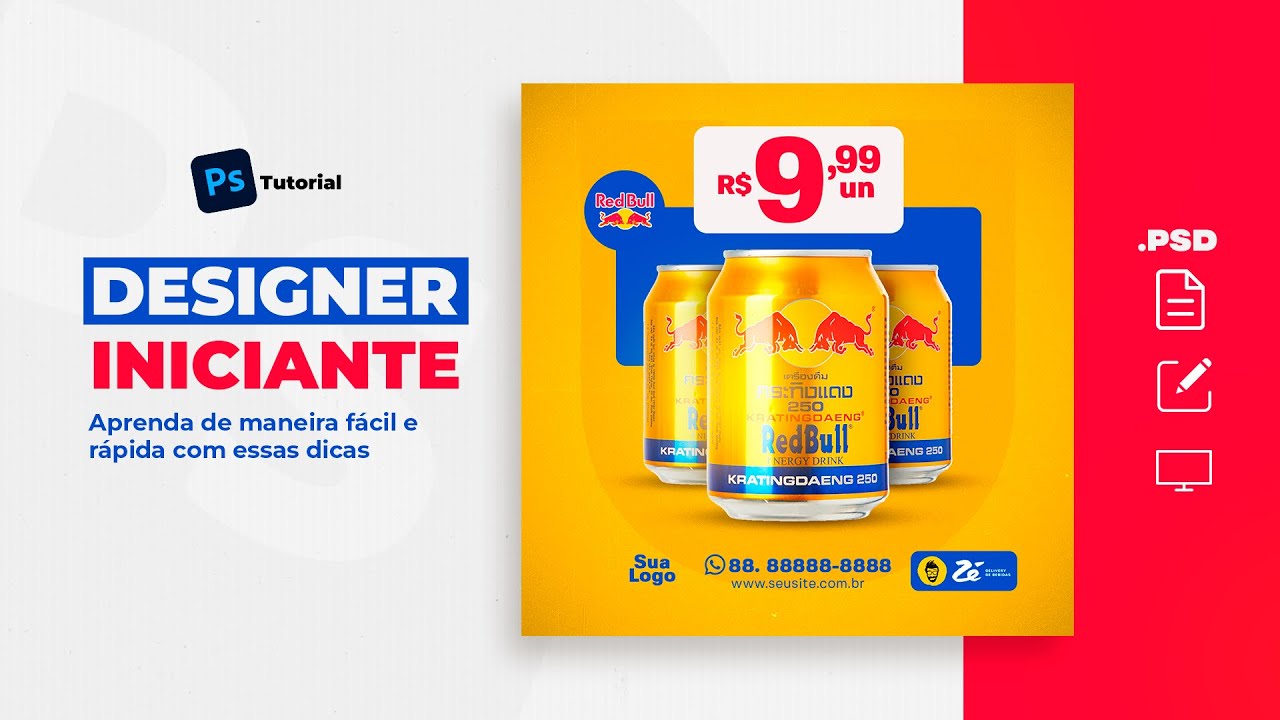 Como fazer Arte Social Media para Distribuidora de Bebidas no Photoshop