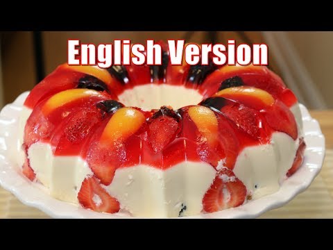 Fruit And Marshmallow Cream Cheese Gelatin With Strawberries Blackberries And Peaches