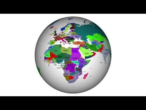 Rotating Globe World Political Map - Seamless Loop - White Background with Alpha No Copyright