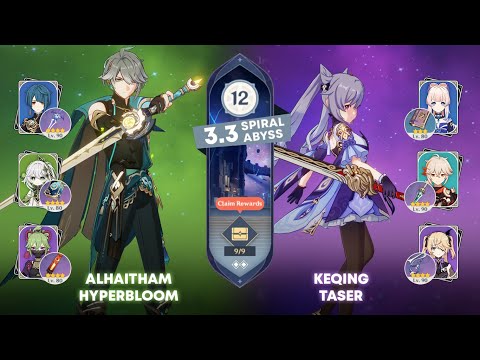 C0 Alhaitham Hyperbloom and C0 Keqing Taser (F2P) | Genshin Impact Spiral Abyss 3.3/3.4 Floor 12