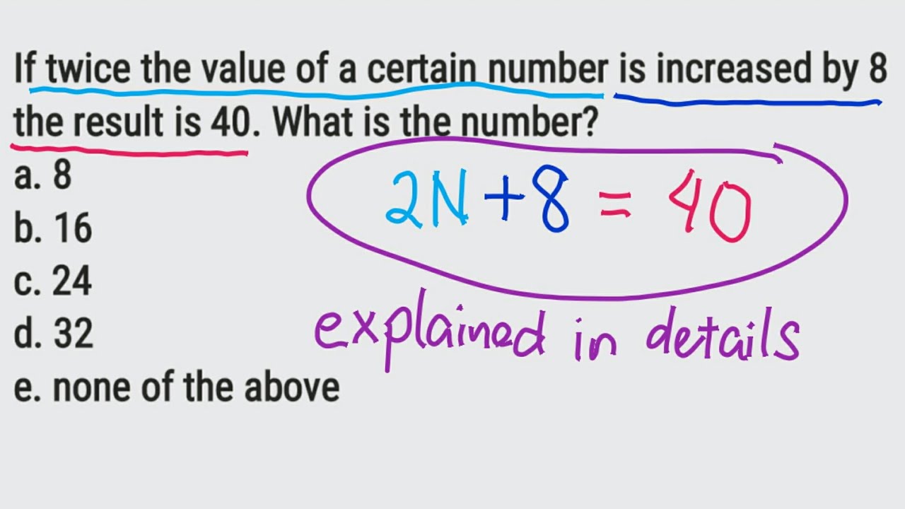 If twice the value of a certain number is increased by 8 the result is 40. What is the number