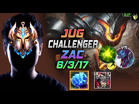 Challenger Zac Jungle vs Trundle - 챌린저 장인 정글 자크 템트리 룬 서리불꽃 여진 ザック Зак 生化魔人 札克 - LOL KR 11.17