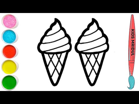 How to draw cute and easy Ice cream | Easy drawing, Painting and Coloring for Kids & Toddlers