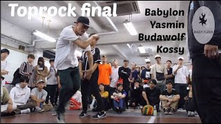 Final. Kossy vs Bgirl Yasmin vs Babylon vs Budawolf. Toprock battle. 狩人JAM (Hunter Jam) 2018